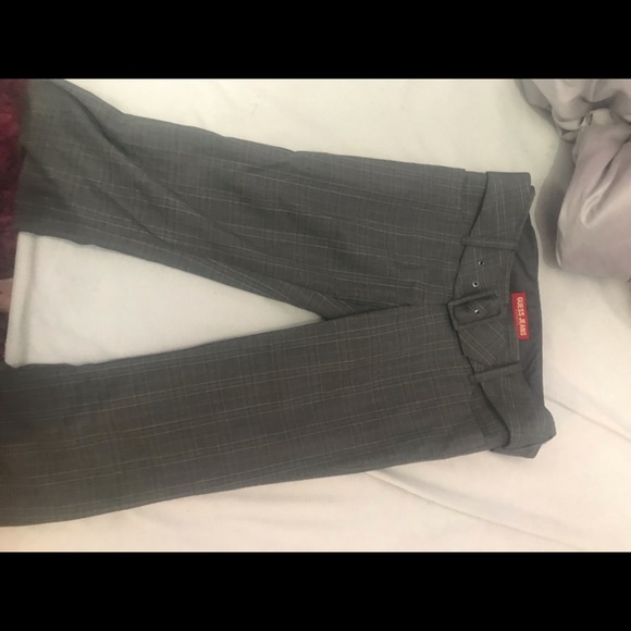 Guess plaid bell bottom low rise trousers with belt. - Picture 1 of 3